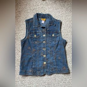 Ruby Rd Brown embroidered Denim Vest